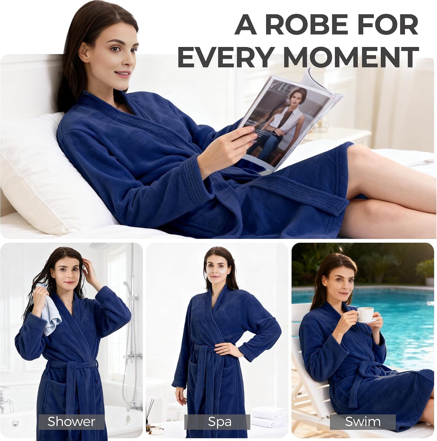 PJGGZ Towel Robe for Women – Soft Absorbent Kimono Bathrobe, Quick-Dry Spa Shower & Hotel Use