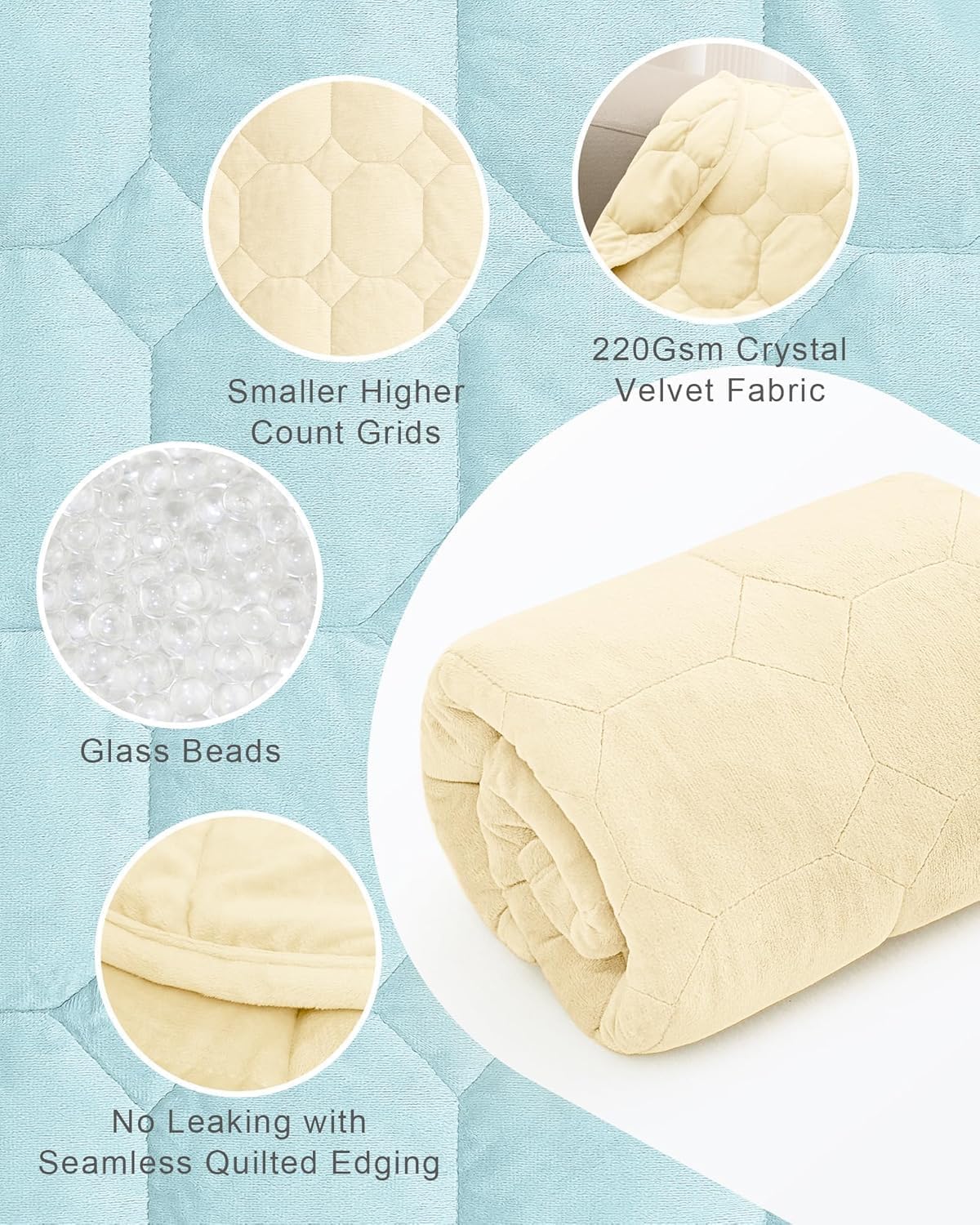 Cottonblue Weighted Lap Blanket 7lbs, Cozy Luxury Crystal Velvet Weighted Blanket for Adults, Small Weighted Blanket for Relaxation, Sleeping, Travel, Grey, 29" x 24"