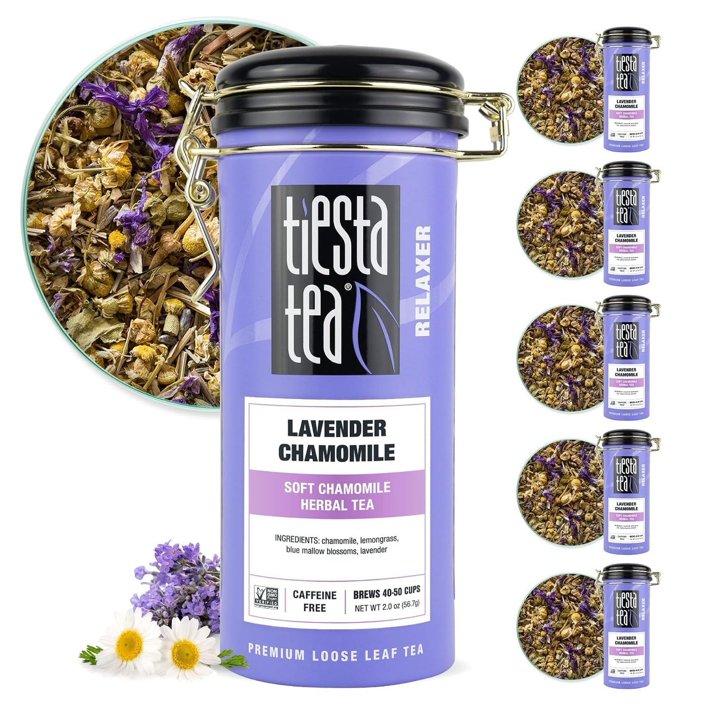 Tiesta Tea - Lavender Chamomile Herbal Tea, Loose Leaf, Calming Blend with Chamomile and Lavender, Caffeine-Free Herbal, Great for Hot or Iced Brews, Resealable Bulk Pouch, 200 Cups, 8 Ounce