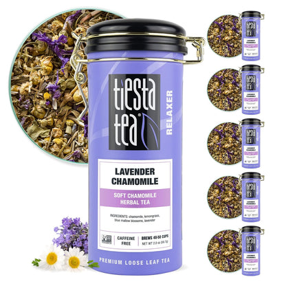 Tiesta Tea - Lavender Chamomile Herbal Tea, Loose Leaf, Calming Blend with Chamomile and Lavender, Caffeine-Free Herbal, Great for Hot or Iced Brews, Resealable Bulk Pouch, 200 Cups, 8 Ounce