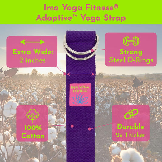Extra-Wide 2 Inch Cotton Yoga Strap: Stretching, Physical Therapy, Exercise