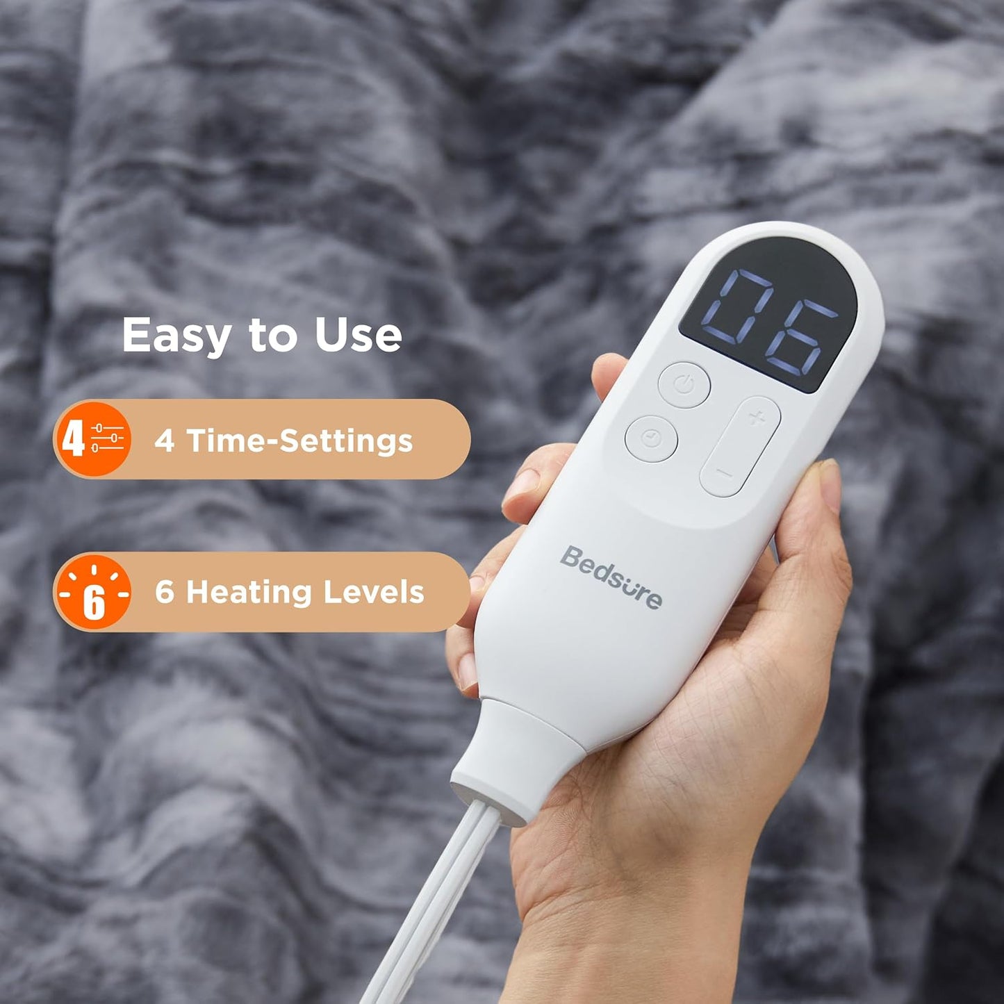 Bedsure Heated Blanket Throw Blanket with Preheat Function - Fast Heating Electric Blanket, Soft Flannel Throw with 6 Time Settings(Up to 10H), 6 Heating Settings, Gifts for Grandma (50"x60", Cream)