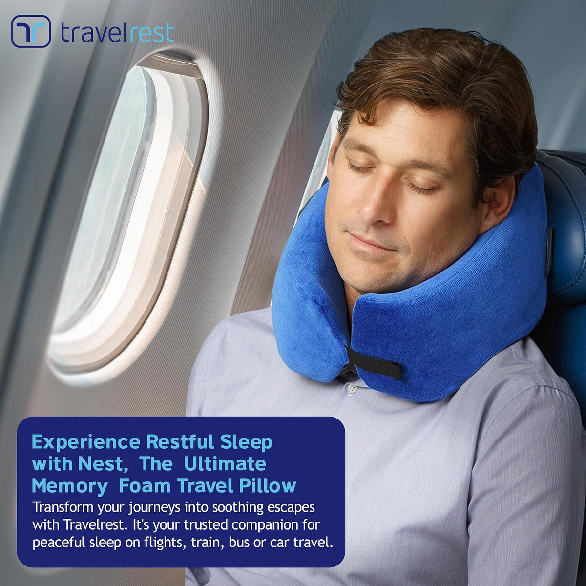 TRAVELREST Nest Neck Pillow Travel Essentials - Memory Foam Support - Grey