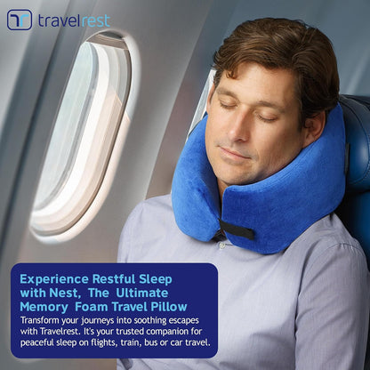 TRAVELREST Nest Neck Pillow Travel Essentials - Memory Foam Support - Grey