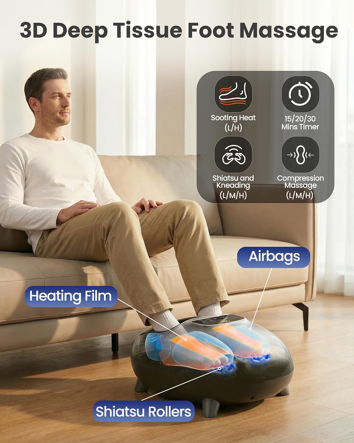 CILI 2026 Upgraded 4-in-1 Heated Foot Massager with Shiatsu, Compression & Vibration, Gifts for Women Men,Feet Massager Machine with Remote Control, Deep Kneading, Fits Big Feet 14 Men