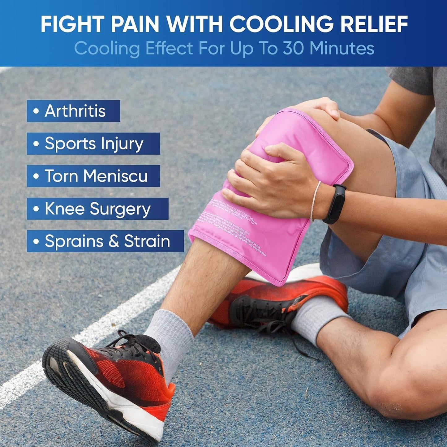 APEXUP Gel Ice Packs for Injuries Reusable, Flexible Double Sided Cold Packs for Injuries, Ice Pack for Knee, Shoulder, Back, Hip, Leg, Arm (Blue, 11.5"x7.5", 1PK)