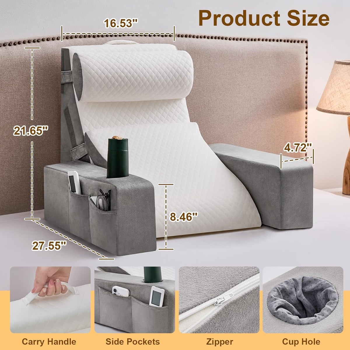 Yojoker 6pcs Orthopedic Bed Wedge Pillow Set for Sleeping, Post Surgery Foam for Body, Back and Leg Pain Relief Comfortable & Adjustable Support Pillows-Anti Snoring, Heartburn