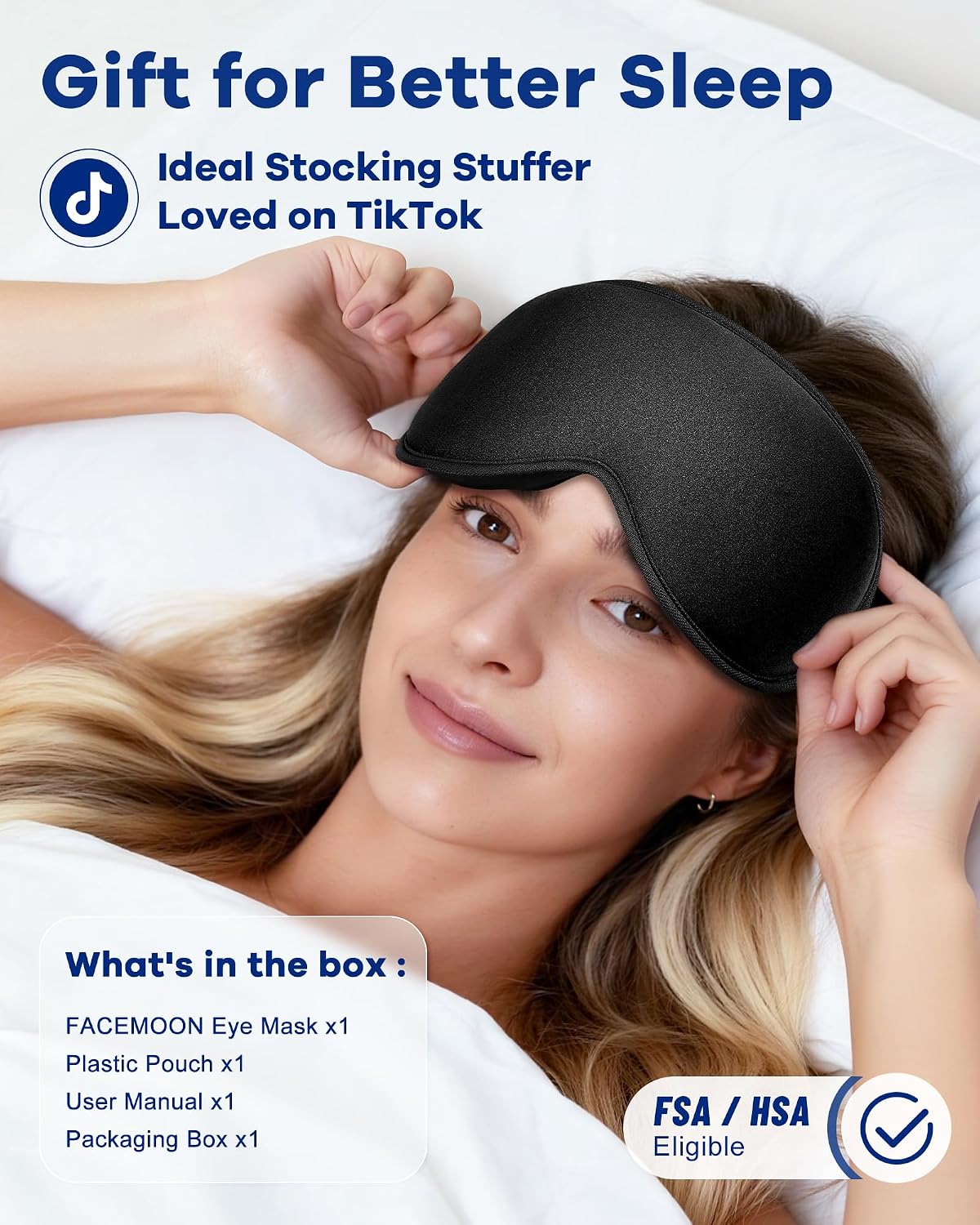 3D Cooling Gel Weighted Eye Mask for Sleeping, 100% Blackout Sleep Mask