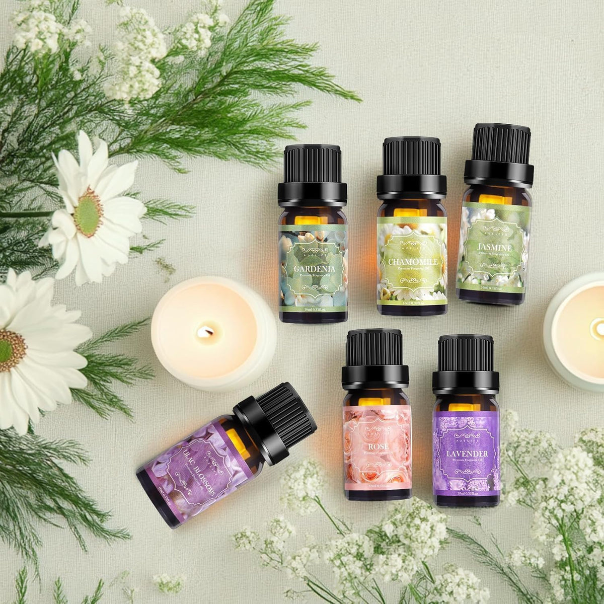 Auelife Men Essential Oils Set for Diffusers for Home, 6x10ml Scented Oil