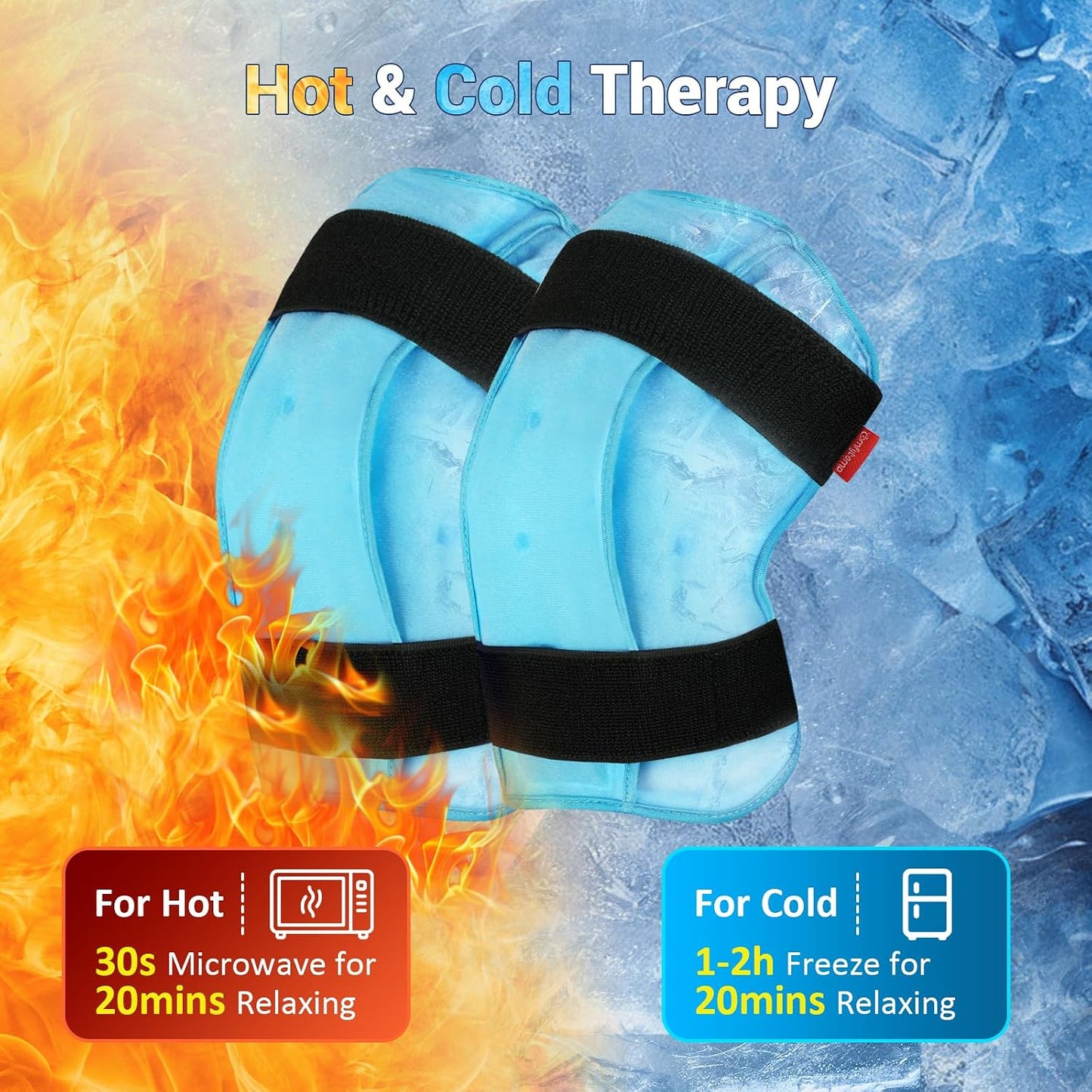Comfytemp Knee Ice Pack Wrap for Injury Reusable Gel, FSA Eligible HSA, Knee Hot Cold Therapy for Leg Pain Relief, Replacement, Arthritis, Recovery, After Surgery, Women Gift, Fathers Day Dad Men Gift