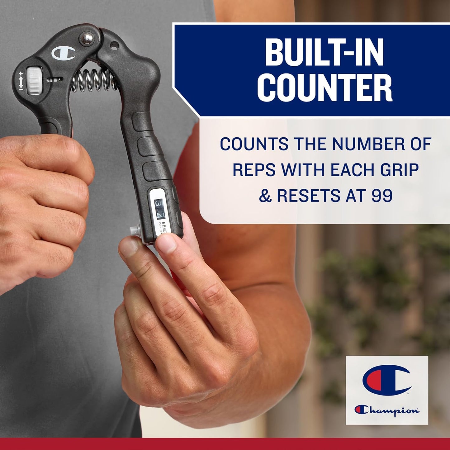 Champion 2-Pack Hand Grip Strengthener, Medium Resistance Grip Strength Trainer with Soft Foam Handles, Forearm and Wrist Trainer for Home Gym Workouts, Stress Relief and Daily Conditioning