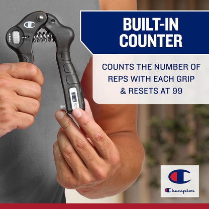 Champion 2-Pack Hand Grip Strengthener, Medium Resistance Grip Strength Trainer with Soft Foam Handles, Forearm and Wrist Trainer for Home Gym Workouts, Stress Relief and Daily Conditioning