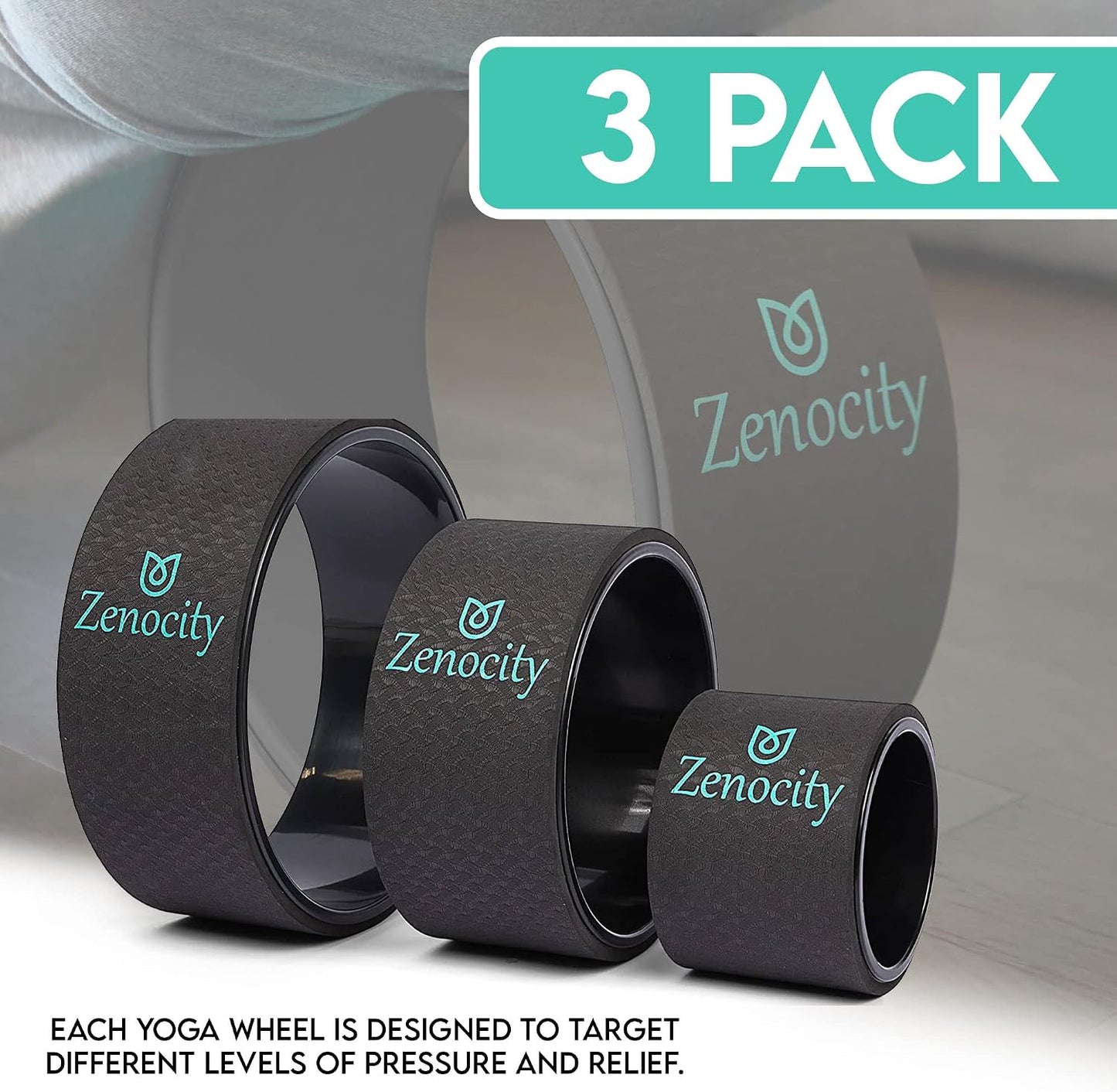 Yoga Back Roller - Yoga Wheel for Stretching and Back Pain Relief - Back Stretcher - Foam Roller - Balance Accessory for Stretching - Thick Padding for Comfort - Improve Flexibility
