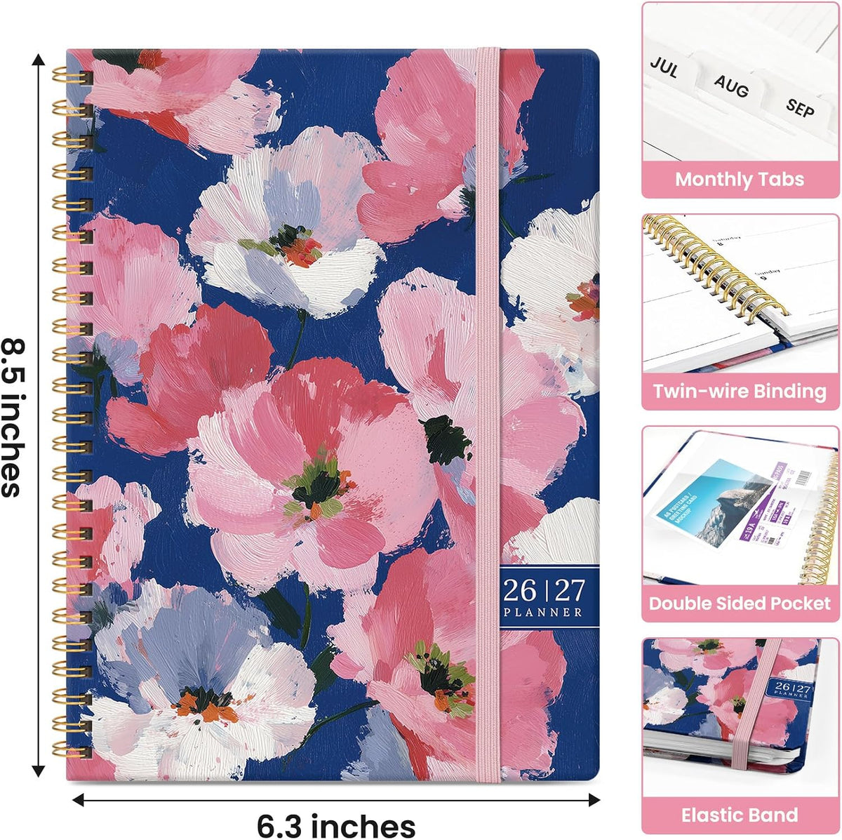 Planner 2026-2027, Jul 2026-Jun 2027 Academic Monthly & Weekly Planner - Colors B