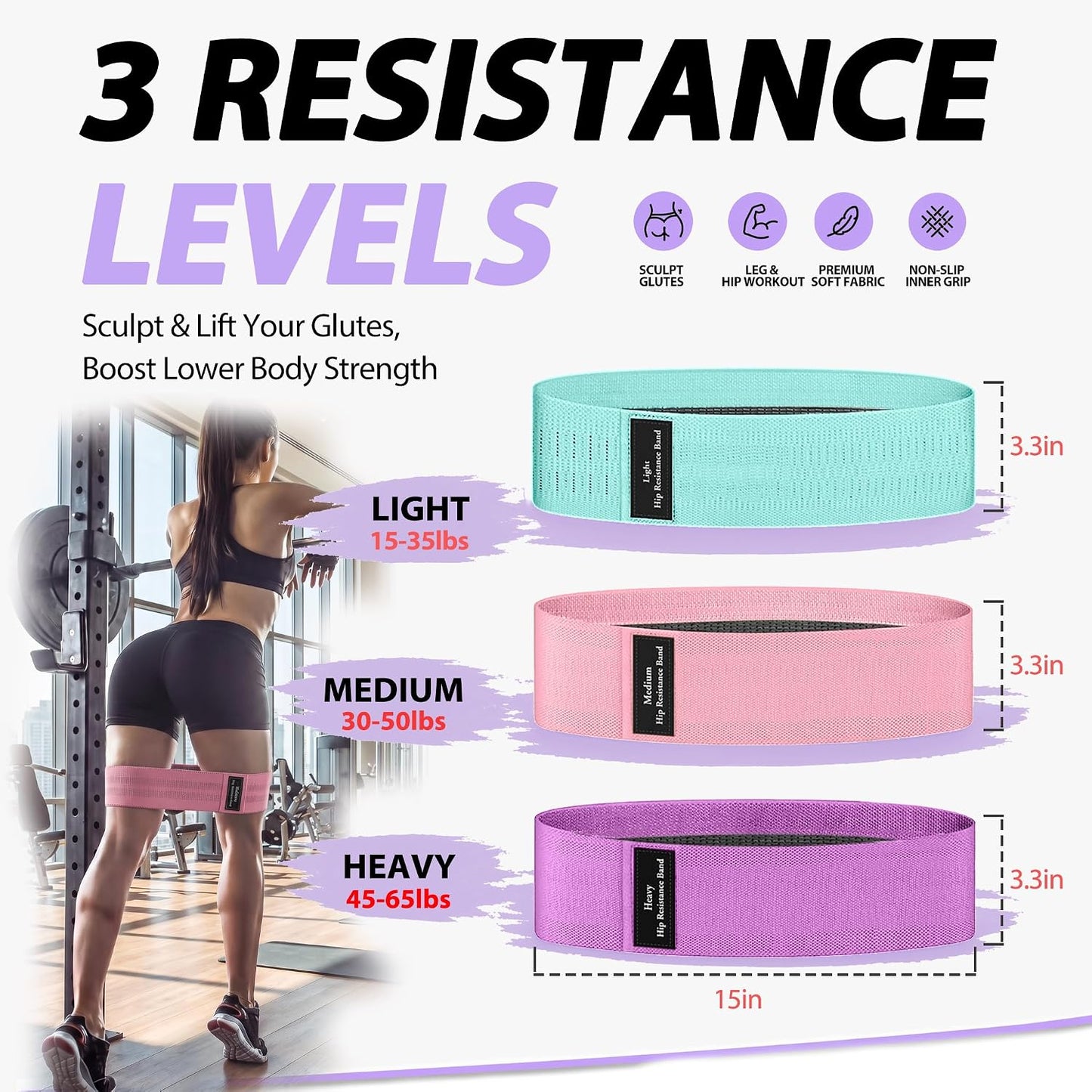 WHATAFIT Resistance Bands, Exercise Bands, Workout Bands with Handles, Door Anchor and Ankle Straps, 5 Resistance Levels Fitness Bands for Strength Training, Physical Therapy, and Home Gym Equipment