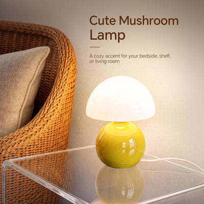 Dawnwake Mushroom Lamp Table Lamp for Bedroom-Small Desk Table Lamps,White