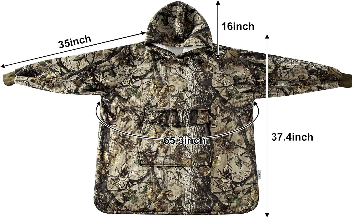 Krifey Wearable Blanket Hoodie, Oversized Sherpa Hooded Blanket for Adults | Soft sherpa fleece with sleeves and pocket; oversized fit for lounging, WFH, camping, Christmas and white elephant gifts.