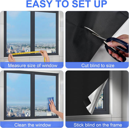 Blackout Window Cover, Upgraded Hook and Loop - Portable Shades No Residue and Longer Lasting, 100% Blackout Blinds for Window 79″ x 57″, Black Out Curtains for Bedroom and Baby Room 2m