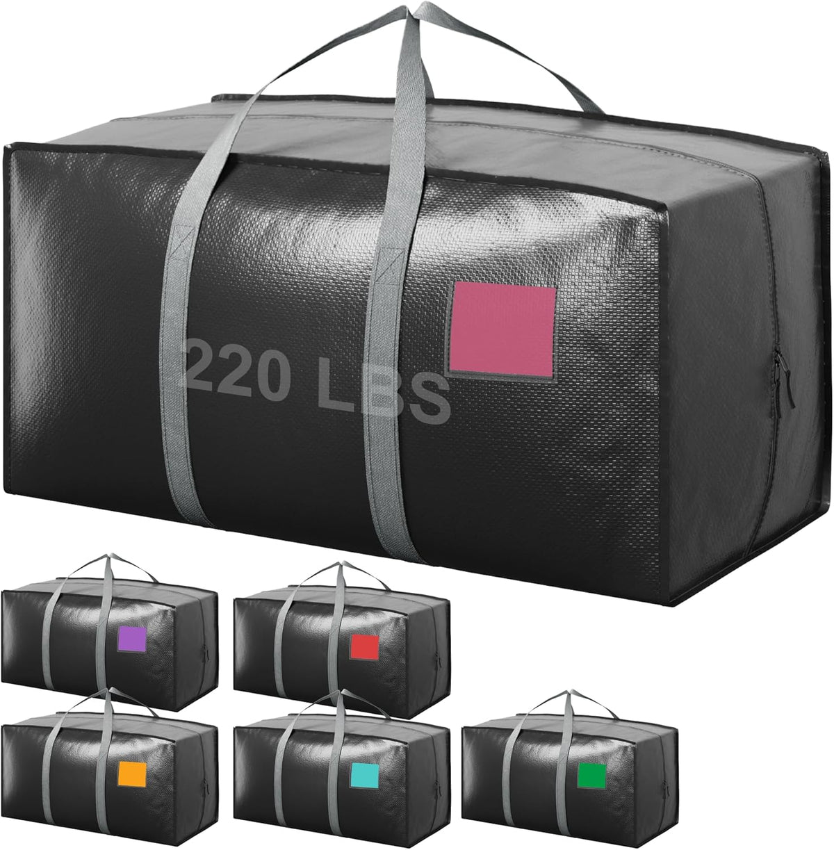 Moving Bags Heavy Duty 210GSM with Full-Open Side Zipper, 93L 220lbs Waterproof Foldable Storage Totes for College Dorm Move-In, Moving Boxes Alternative & Home Organization, Blue