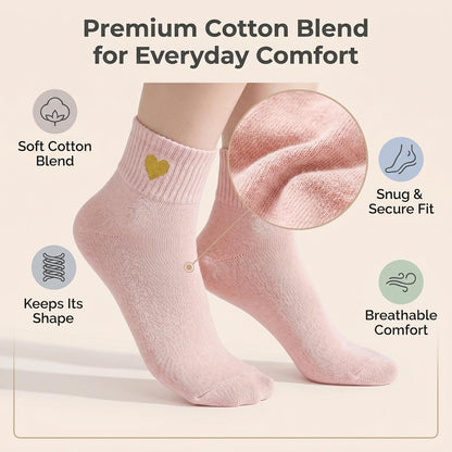 Eurzom 10 Pairs Socks Womens Crew Elastic Ankle Length Cotton Socks Aesthetic Cute Lightweight Low Cut Gifts for Women - Colors A