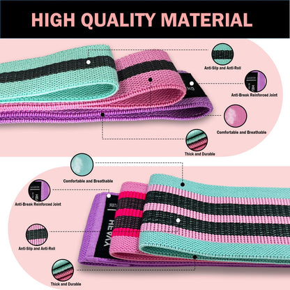 KANGFITER Long and Short Fabric Resistance Bands with Door Anchor, Non-Slip Stretch Booty Bands for Working Out Women & Men, Loop Exercise Elastic Bands for Home Physical Therapy Yoga Pilates