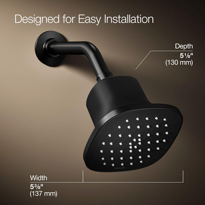 KOHLER 33631-Y-BN Cinq Round Single-Function Filtered Showerhead, Five-Layer Filtration, 2.5 GPM, Full Coverage Spray, Premium Durable Material, Vibrant Brushed Nickel