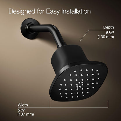 KOHLER 33631-Y-BN Cinq Round Single-Function Filtered Showerhead, Five-Layer Filtration, 2.5 GPM, Full Coverage Spray, Premium Durable Material, Vibrant Brushed Nickel