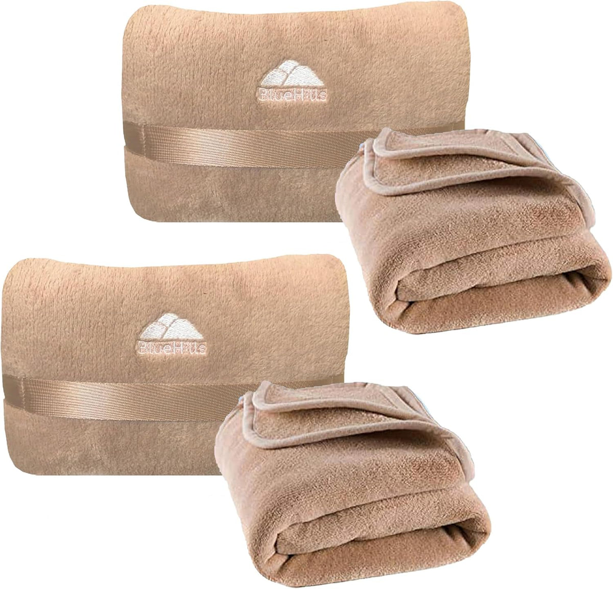 BlueHills Premium Soft Plush Mini Travel Blanket Pillow Plane 2 in 1 Gray