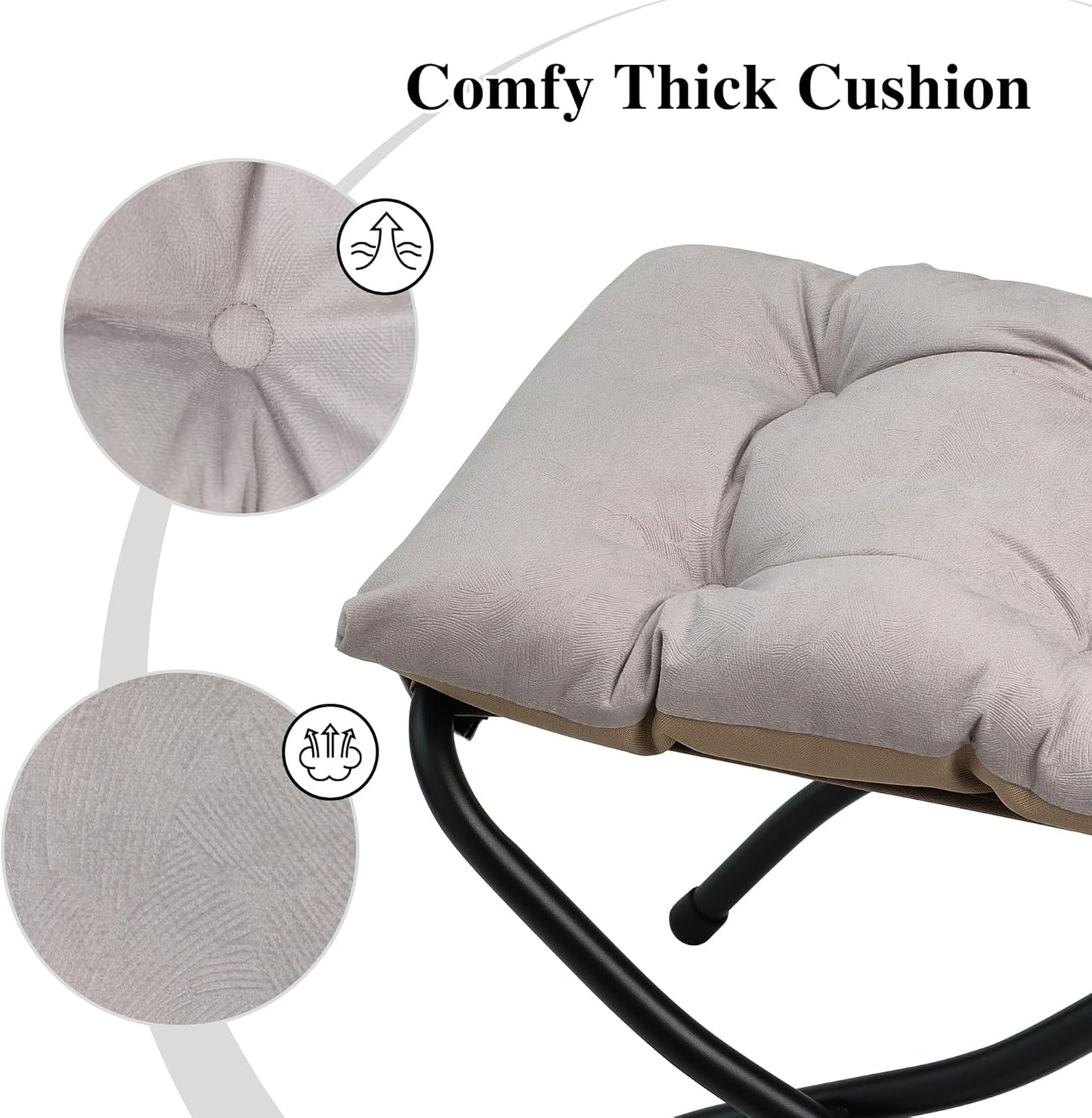 15"(H) Folding Ottoman, Foldable Footrest Stool, Portable Small Foot Stool for Couch, Collapsible Foot Rest Ottoman for Sofa, Accent Padded Ottomans for Living Room, Bedroom, Dark Grey