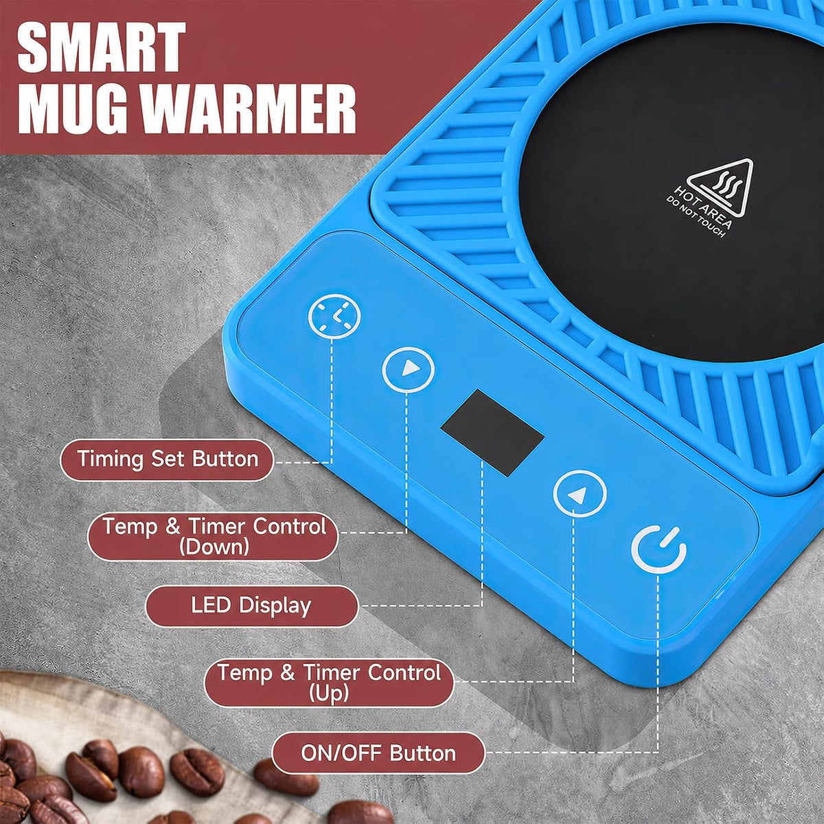 Mug Warmer - Electric Coffee Mug Warmer for Desk with Temperature Display