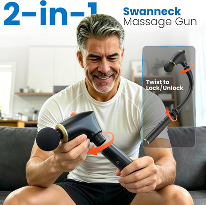 2-in-1 Detachable Massage Gun Deep Tissue with Extension Handle