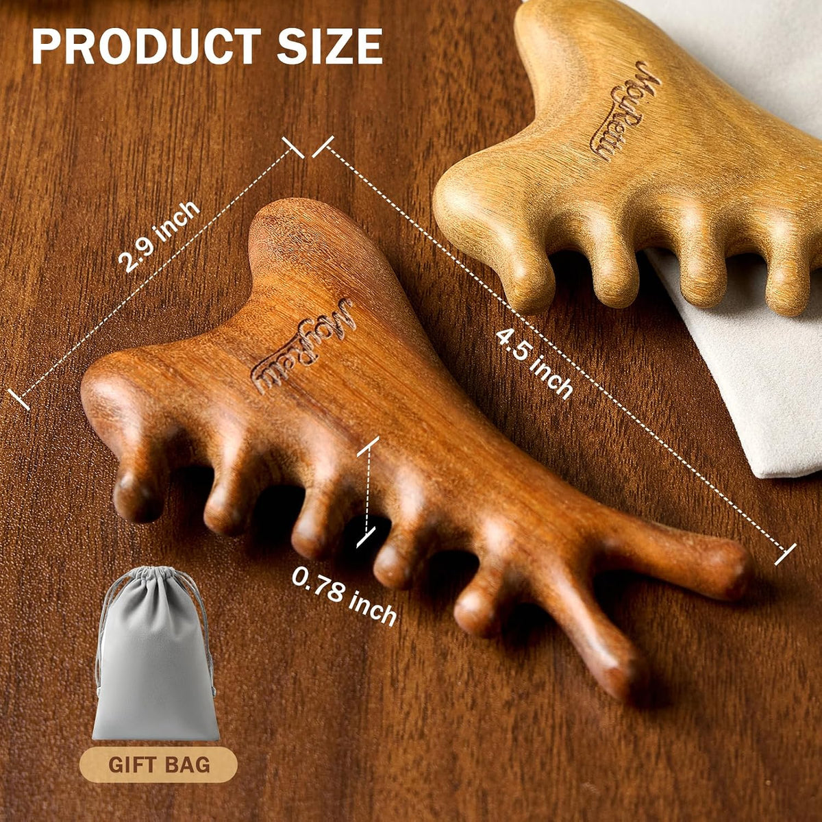 MoyRetty Wooden Gua Sha Tool, Sandalwood Face & Body Massager