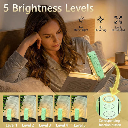 USB Rechargeable Book Light, Portable Clip-on LED Reading Light, Reading Lights for Books in Bed with 3 Amber Colors & 5 Brightness Dimmable, Compact & Long Lasting, Perfect for Book Lovers (Pink)