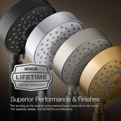KOHLER 33631-Y-BN Cinq Round Single-Function Filtered Showerhead, Five-Layer Filtration, 2.5 GPM, Full Coverage Spray, Premium Durable Material, Vibrant Brushed Nickel
