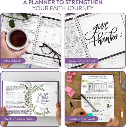 Christian Planner 2026 Daily Planner - Faith Based Monthly and Weekly Planner, Vision Board, and Habit Tracker - 2026 Calendar, Personal Organizer and Devotional Journal (Spiral, Pine)