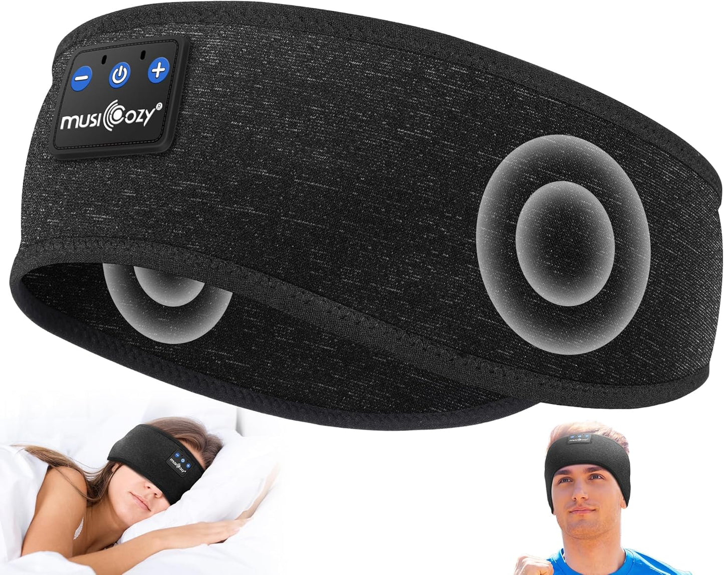 MUSICOZY Sleep Headphones Bluetooth 5.4 Headband, Wireless Earphones Music Sleep Earbuds Sleeping Eye Mask with HD Stereo Speakers for Workout Running Travel Yoga, Ideal Gifts for Men Women Mom Dad