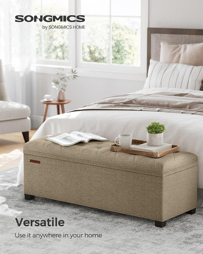 SONGMICS Storage Ottoman Bench, Foot Rest with Legs, 15.7 x 43.3 x 15.7 Inches, End of Bed Bench, Storage Chest, Load up to 660 lb, for Living Room, Bedroom, Entryway, Dark Gray ULSF088G01