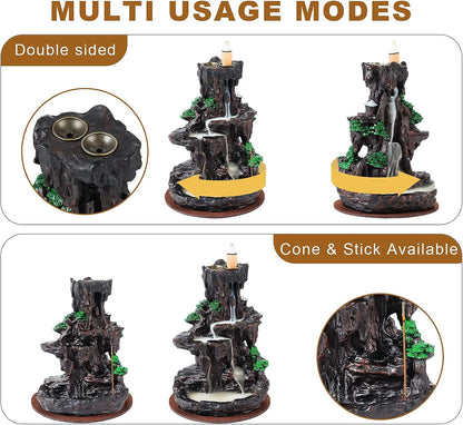 SPACEKEEPER Incense Burner, Backflow Incense Holder 2 Sides Waterfall
