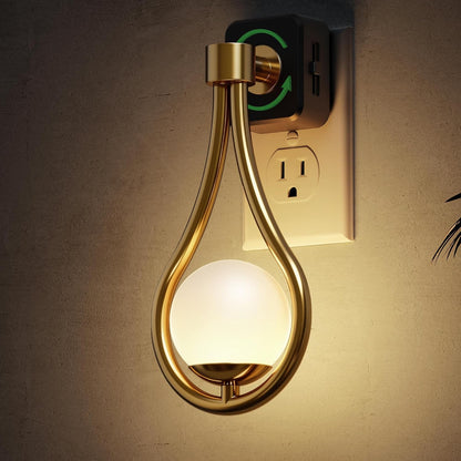 L LOHAS LED Night Lights Plug into wall, Amber Night Light with Adjustable Brightness, Plug in NightLight with Auto Light Sensor, Wall Sconce-Style Design Night Light for Bathroom,Hallway, 2 Pack