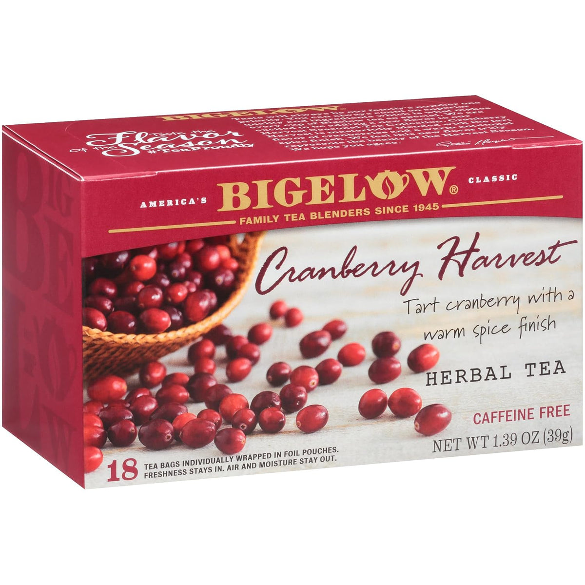 Bigelow Tea Cranberry Harvest Herbal Tea, 18 Count (Pack of 6)