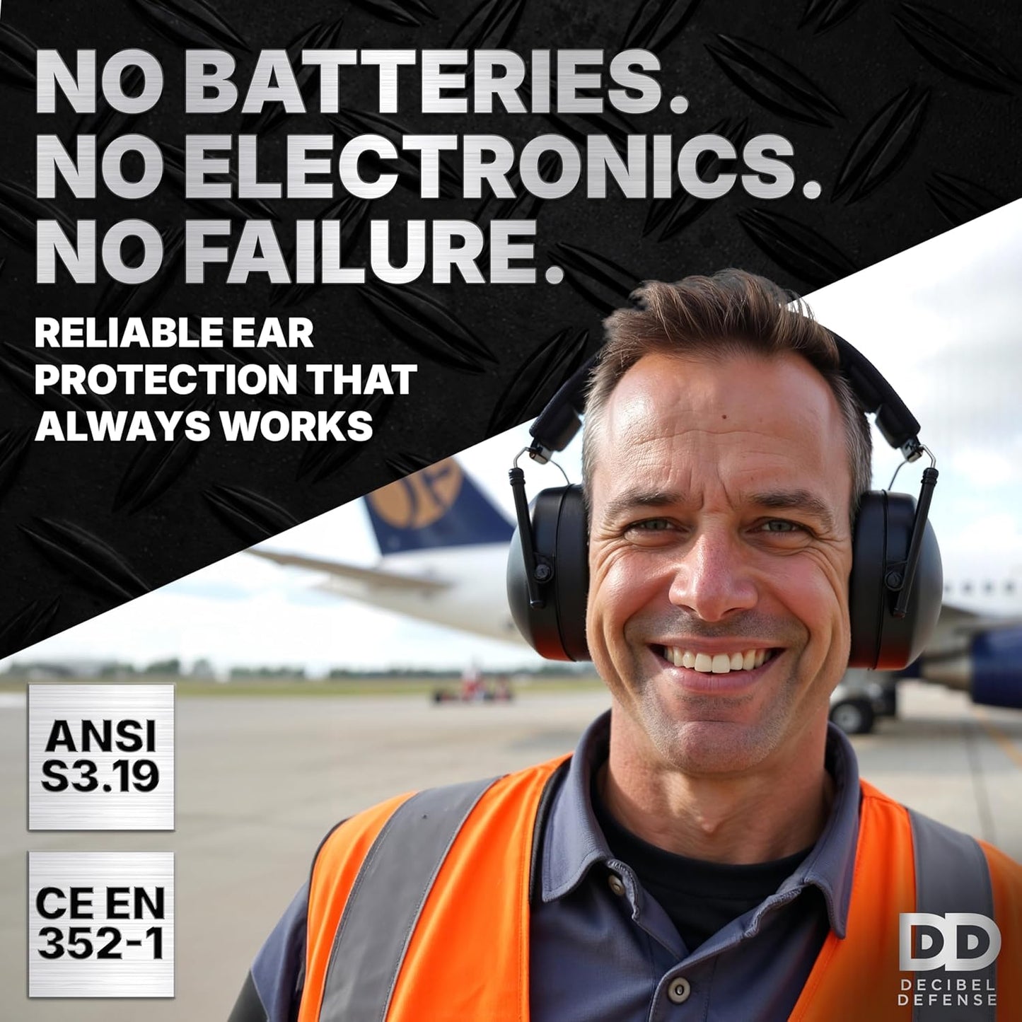 DECIBEL DEFENSE Professional Safety Ear Muffs 37dB NRR - The HIGHEST Rated & MOST COMFORTABLE Ear Protection for Shooting & Industrial Use - THE BEST HEARING PROTECTION...GUARANTEED (BLACK)
