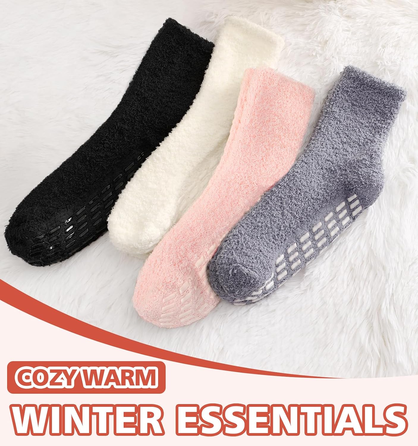 Slipper Socks for Women Men Grip Hospital Socks with Grips Fuzzy Non Slip Warm Womens Gifts