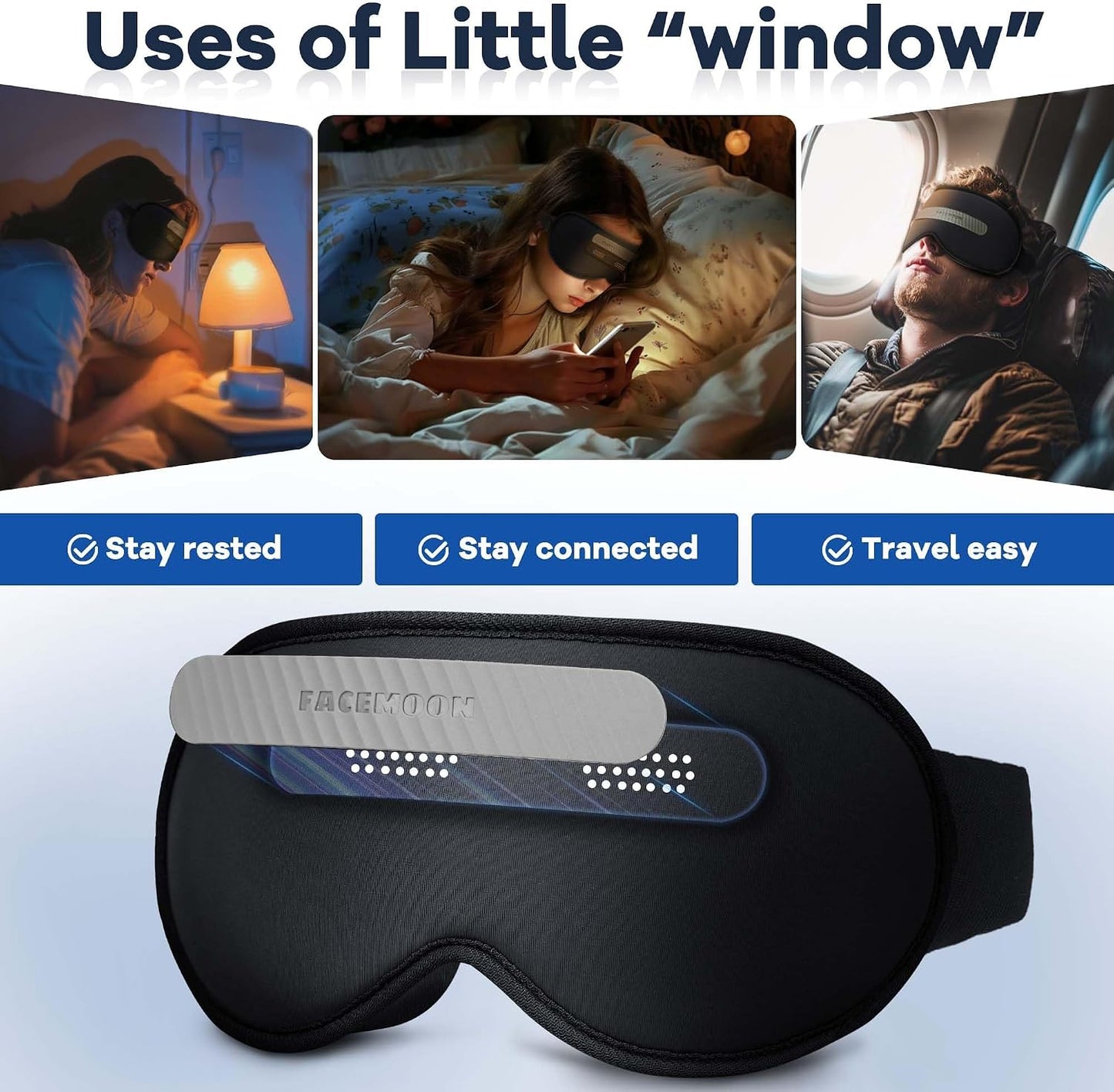 Blackout Weighted Eye Mask for Sleeping: 3D Contoured Gentle-Pressure Sleep Mask for Men & Women - Airplane Travel & Night Shift Essentials, Zero Eye Pressure, Breathable Blindfold, Black