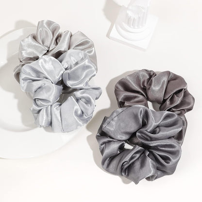 16 Pcs Scrunchies for Women - Black Satin Silk Scrunchies for Girls Hair Ties Elastics Bands Ponytail Holder Hair Accessories