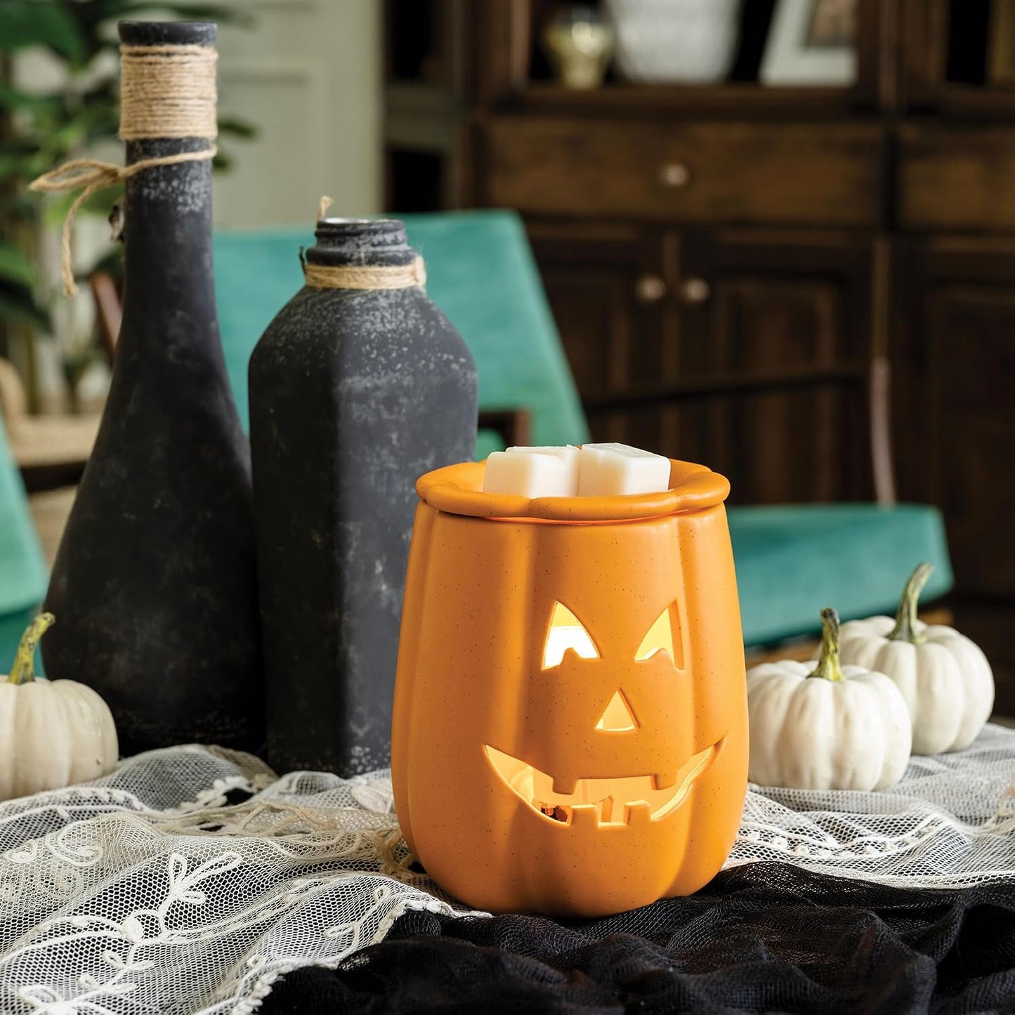 Candle Warmers ETC. Illumination Fragrance Warmer- Light-Up Warmer for Warming Scented Candle Wax Melts and Tarts or to Freshen Room, White Harmony