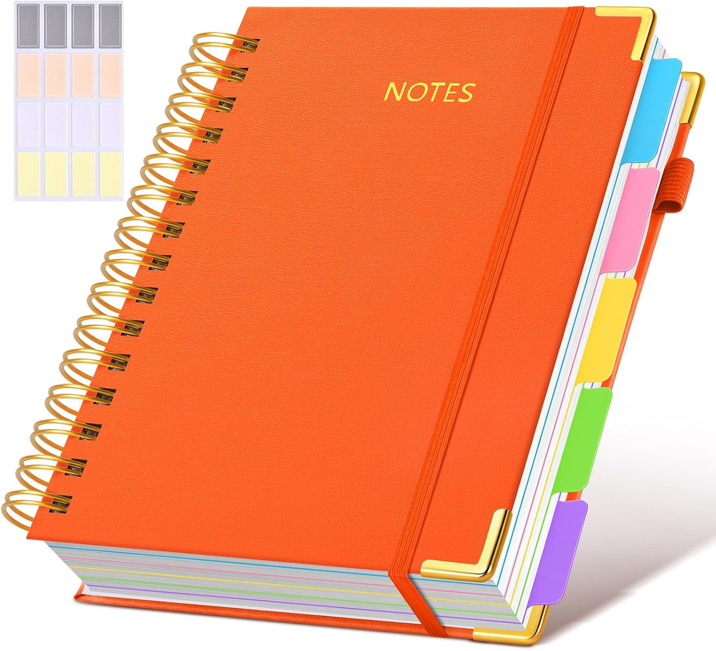 Hardcover Spiral Notebook journal with Removable Dividers Tabs, 300 Pages Leather 5 Subject Notebook College Ruled, 8"x10" Large B5 Notebooks for Work School Note taking, Lined Journal for Women,Black