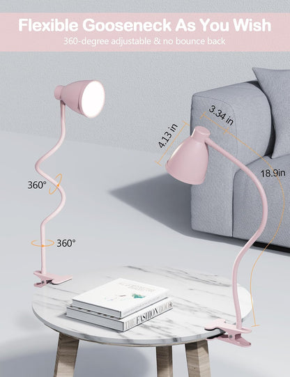 BOHON Desk Lamp with Clamp, Clip on Light, 5 Color 10 Brightness, Teal