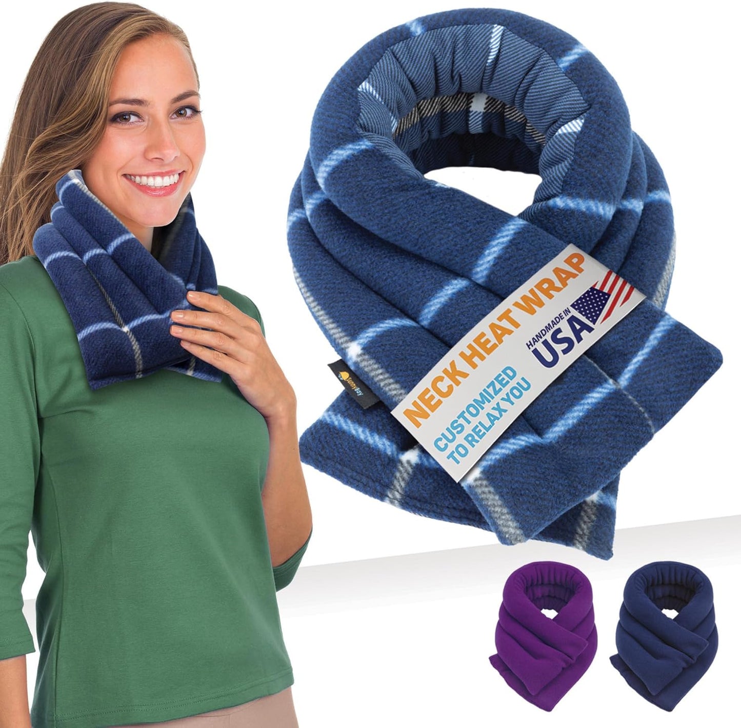SunnyBay Lavender Microwave Heating Pad, 26" Long Microwavable Neck Wrap & Heat Pack for Moist Hot Therapy, Heated Neck Warmer for Neck, Shoulder & Back Pain Relief, Flaxseed Filling, 26x6, Purple