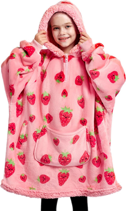 Giggling Getup Wearable Blanket Hoodie for Adults Gifts for Teen Girls Sister Women Sherpa Fleece Printed Hooded Blanket Sweatshirt Warm Cozy with Pocket & Sleeves Beige Cat