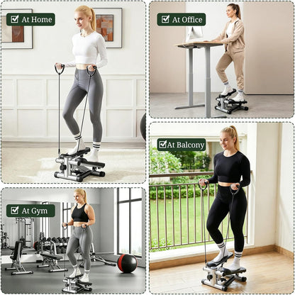 Compact Mini Stair Stepper with Resistance Bands for Home Fitness, 300 LBS